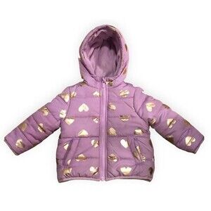 12 MONTHS Carter’s Toddler Size 12M Purple Hooded Puffy Jacket w/Gold Hearts